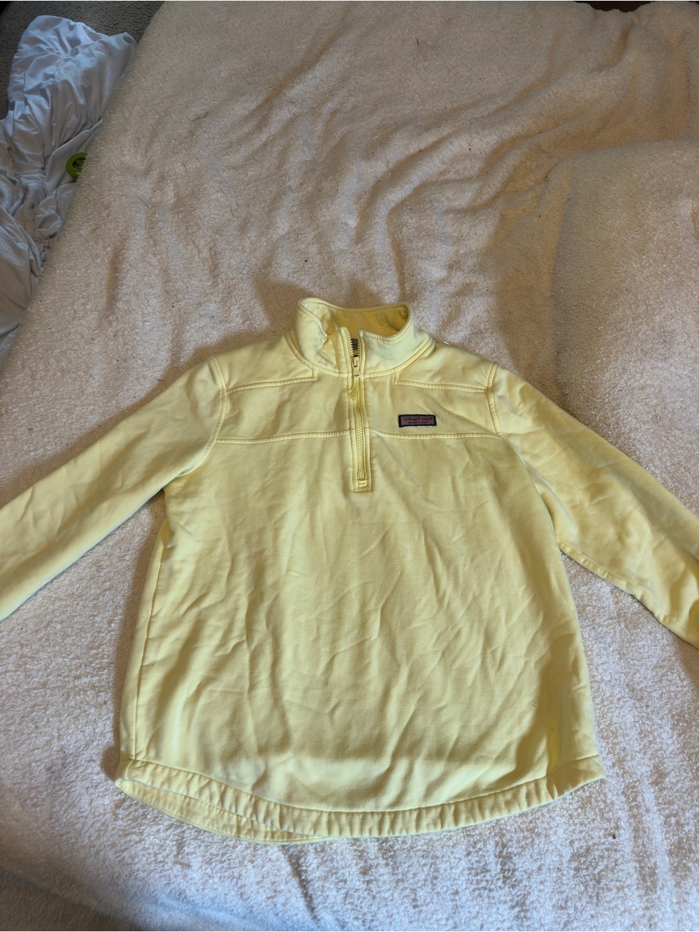 Vineyard Vines Kids Pale Yellow Quarter-Zip Pullover Hoodie